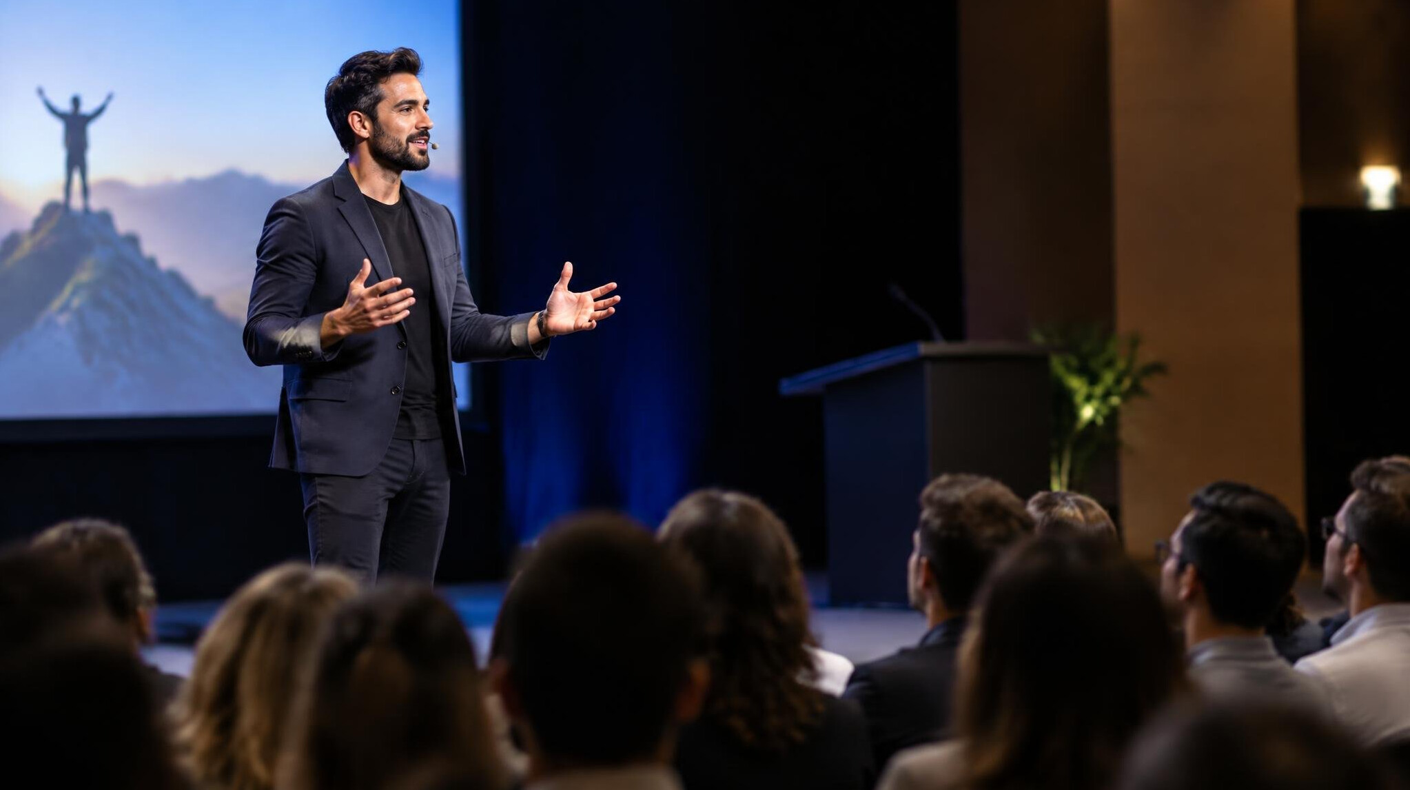 public speaker on stage