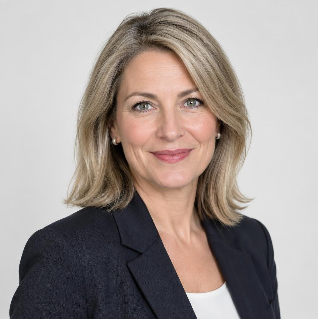 Studio portrait of a 45 year old German woman, academy founder
