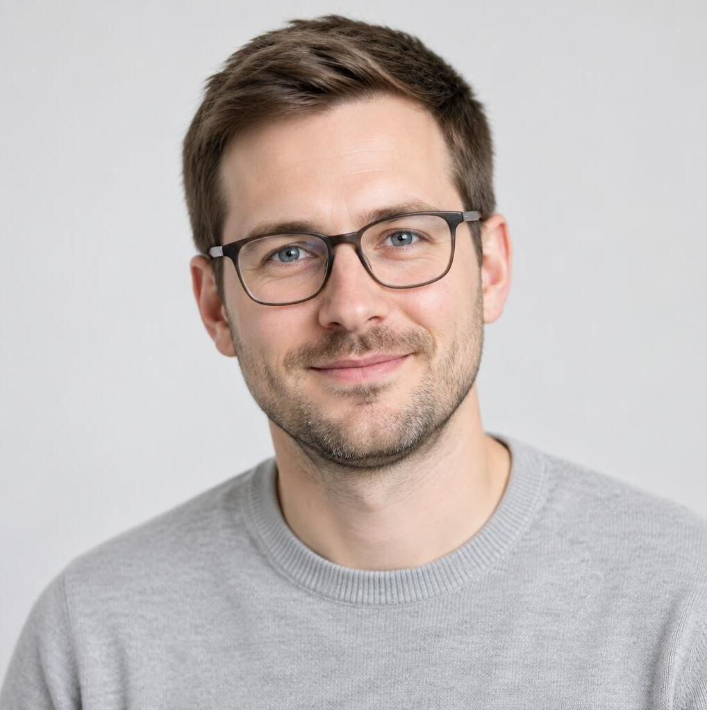 Studio portrait of a 33 year old German man, breathing coach