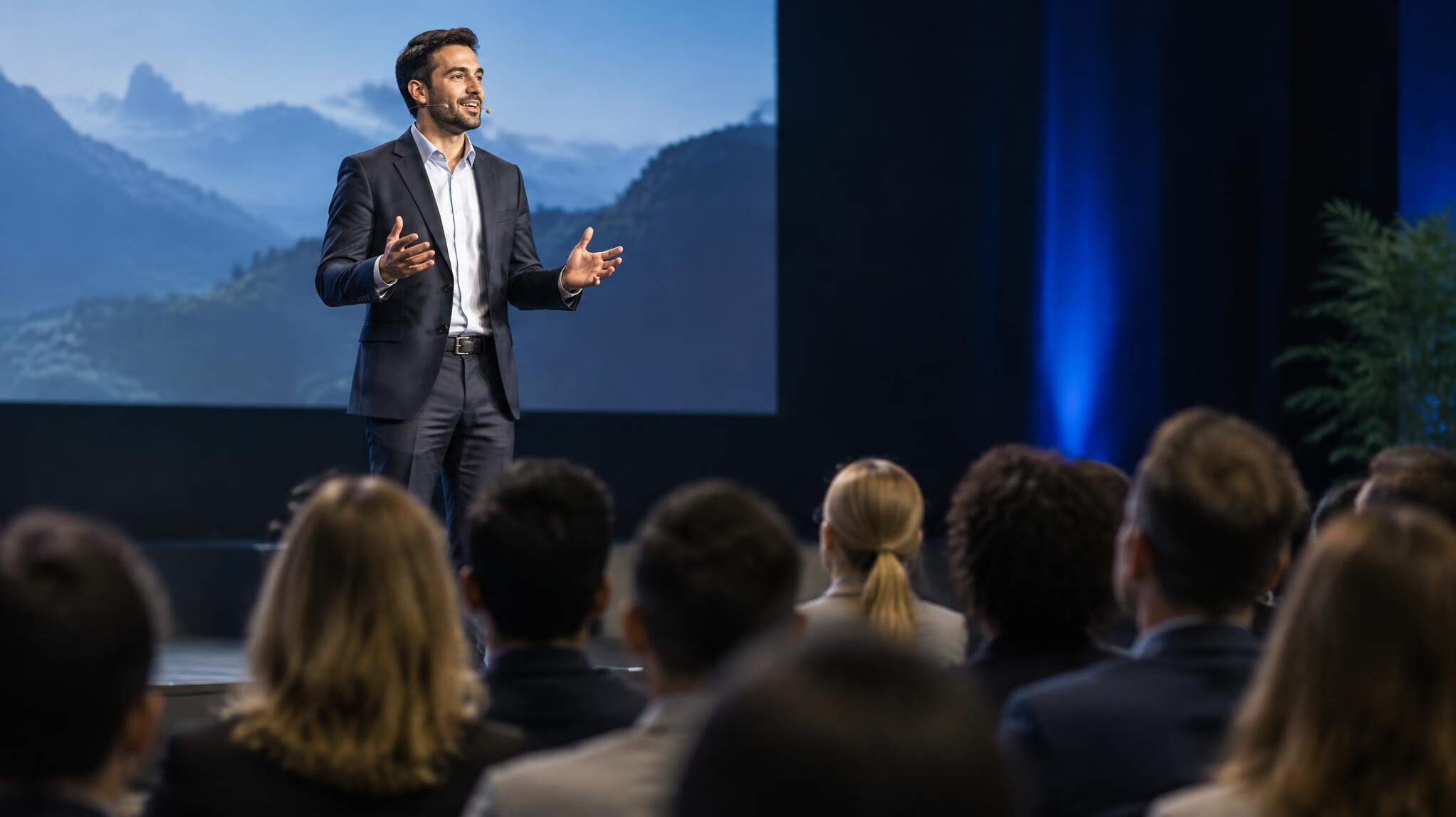 public speaker on stage