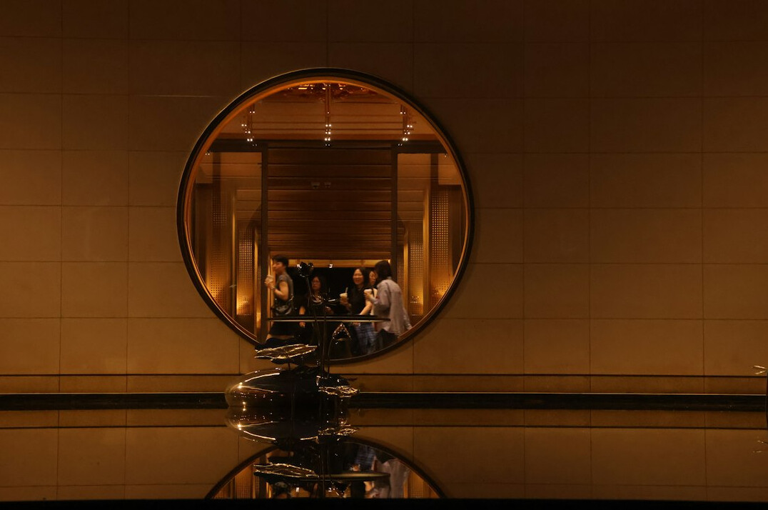 Elegant reception area with soft lighting and warm tones